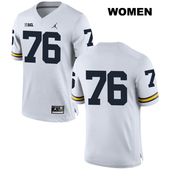 Women's NCAA Michigan Wolverines Juwann Bushell-Beatty #76 No Name White Jordan Brand Authentic Stitched Football College Jersey QV25G33CD